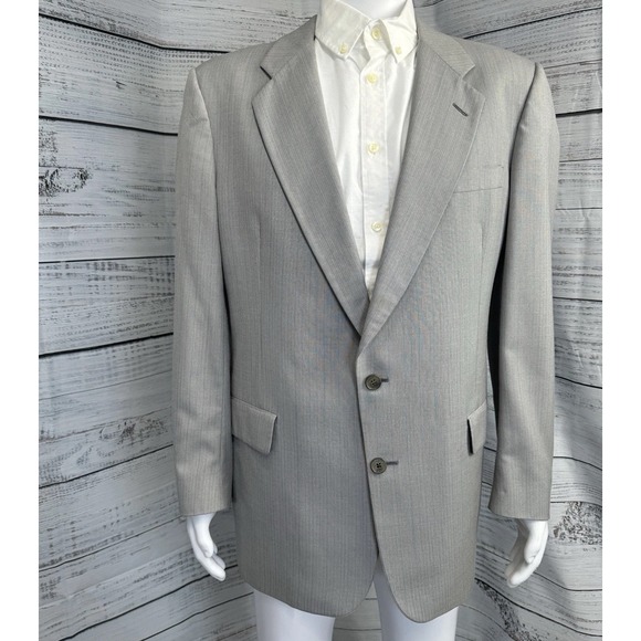 VTG Christian Dior Monsieur Baskin Gray Pinstripe Wool Suit 42L 38x31 2-Piece